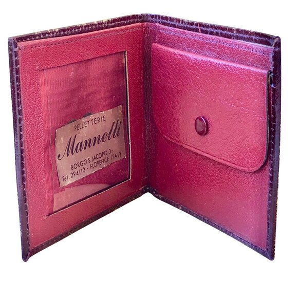 Mannelli Florence Italy Pelletterie Vintage Wallet Bi-Fold Change Gold Embossed - Picture 9 of 14